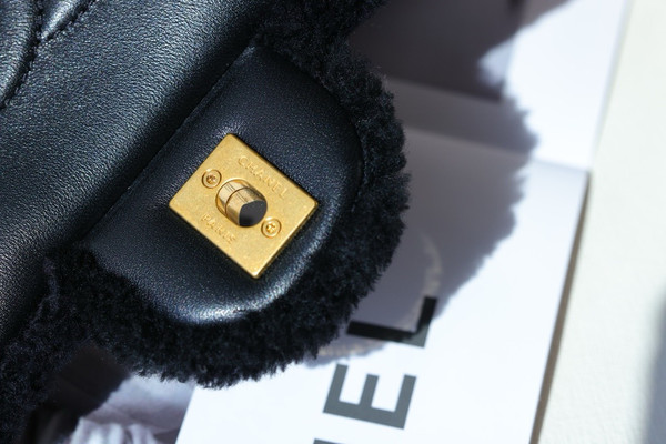 Chanel Shearling Lambskin FLAP BAG BLACK 2024