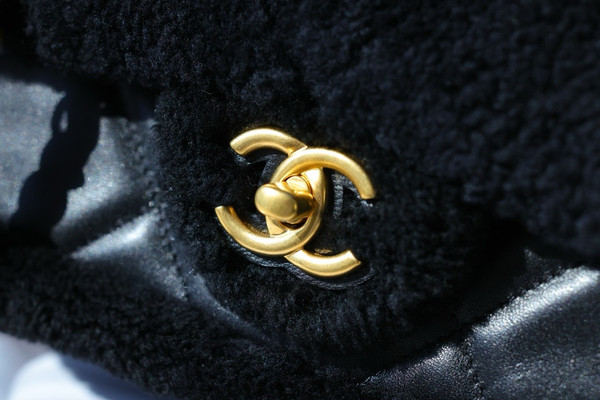 Chanel Shearling Lambskin FLAP BAG BLACK 2024