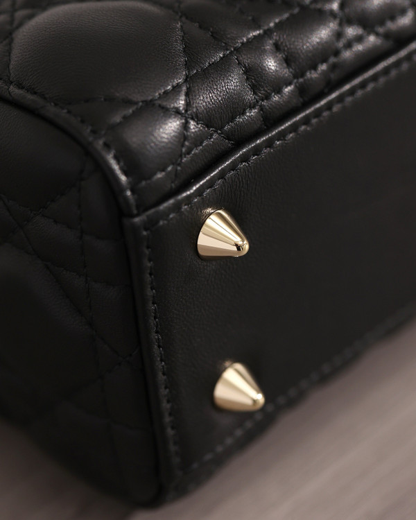 Christian Dior SMALL LADY DIOR MY ABCDIOR BAG Black Quilted-Effect Lambskin