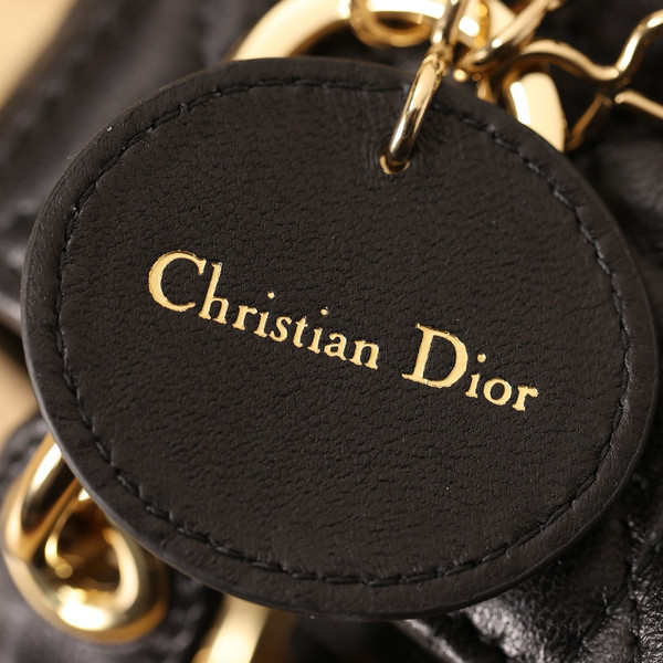 Christian Dior Mini Lady Dior Bag Black Saddle Cannage Lambskin With Gold Hardware 2024