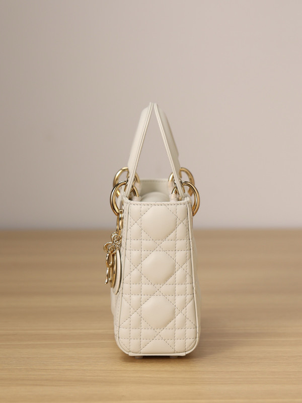 Christian Dior Mini Lady Dior Bag White Saddle Cannage Lambskin 2024