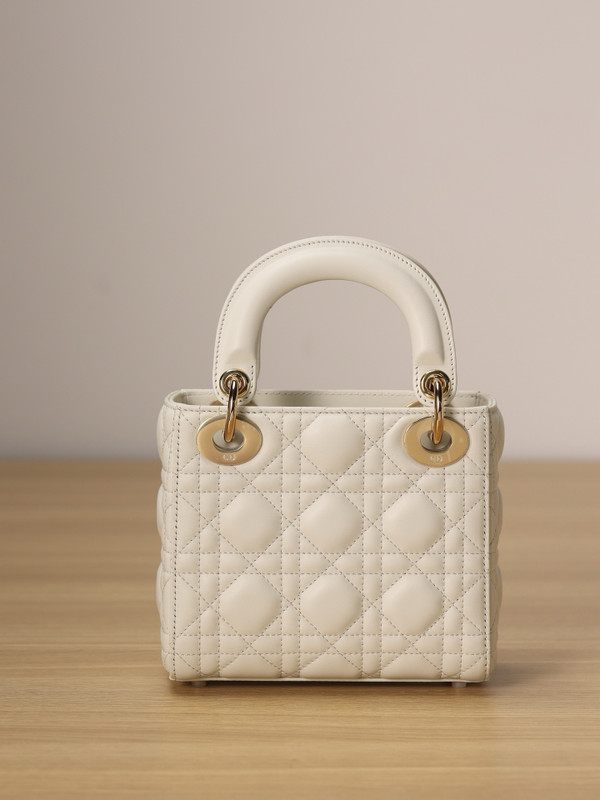 Christian Dior Mini Lady Dior Bag White Saddle Cannage Lambskin 2024