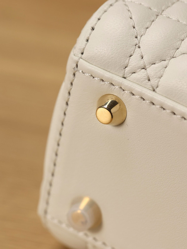 Christian Dior Mini Lady Dior Bag White Saddle Cannage Lambskin 2024