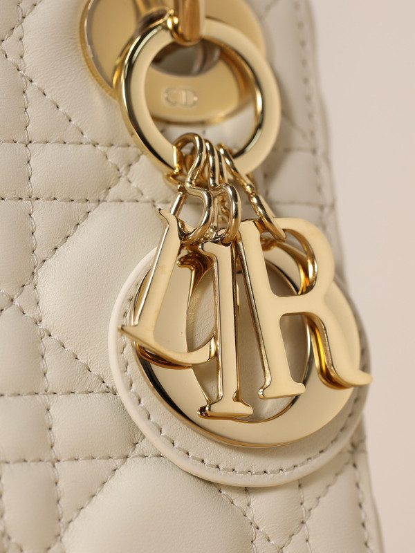 Christian Dior Mini Lady Dior Bag White Saddle Cannage Lambskin 2024