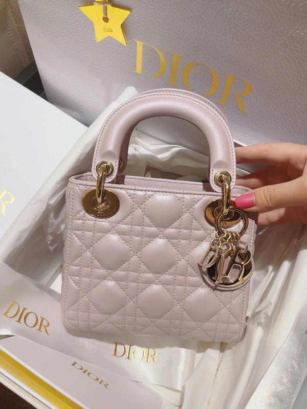 Christian Dior Mini Lady Dior Bag Pink Saddle Cannage Lambskin 2024