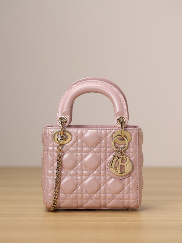 Christian Dior Mini Lady Dior Bag Pink Saddle Cannage Lambskin 2024