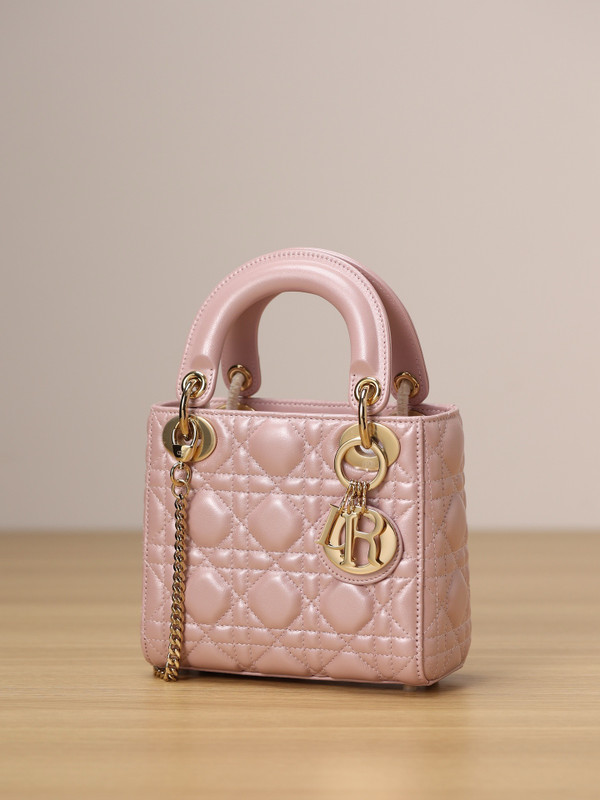 Christian Dior Mini Lady Dior Bag Pink Saddle Cannage Lambskin 2024
