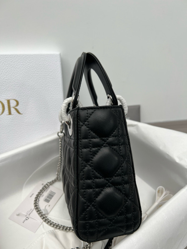 Christian Dior Mini Lady Dior Bag Black Saddle Cannage Lambskin With Silver Hardware 2024