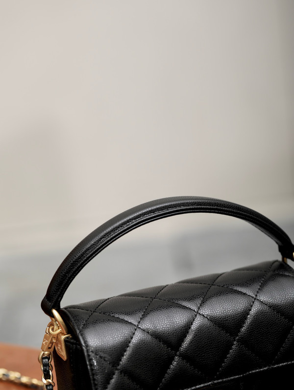 Chanel FALL-WINTER 2024/25   MINI FLAP BAG WITH TOP HANDLE BLACK