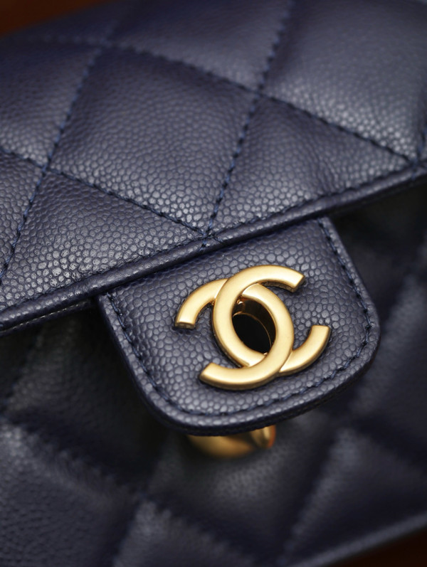 Chanel FALL-WINTER 2024/25   MINI FLAP BAG WITH TOP HANDLE BLUE