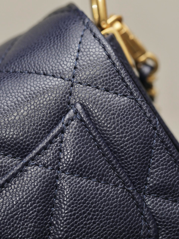 Chanel FALL-WINTER 2024/25   MINI FLAP BAG WITH TOP HANDLE BLUE