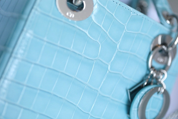Christian Dior Mini Lady Dior handbag in Baby Blue Crocodile