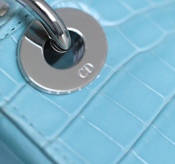 Christian Dior Mini Lady Dior handbag in Baby Blue Crocodile