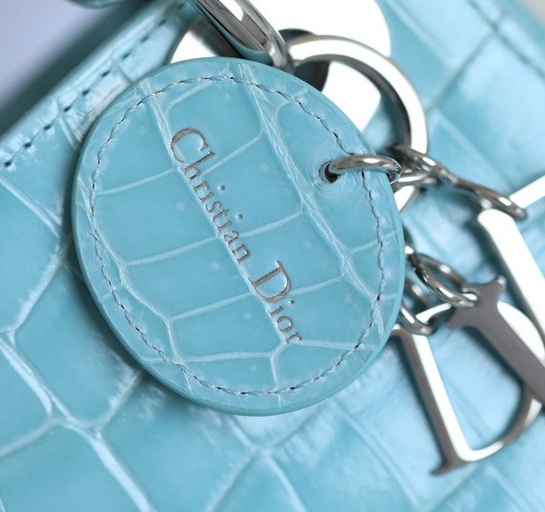 Christian Dior Mini Lady Dior handbag in Baby Blue Crocodile