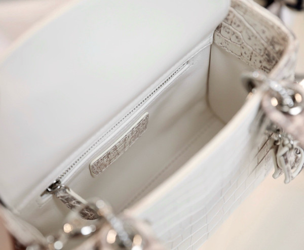 Christian Dior Lady Dior Mini Himalaya Crocodile Silver Hardware with Crystals