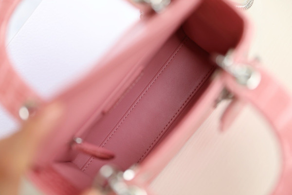 Christian Dior Lady Dior Mini Crocodile Crystal Hardware Pink