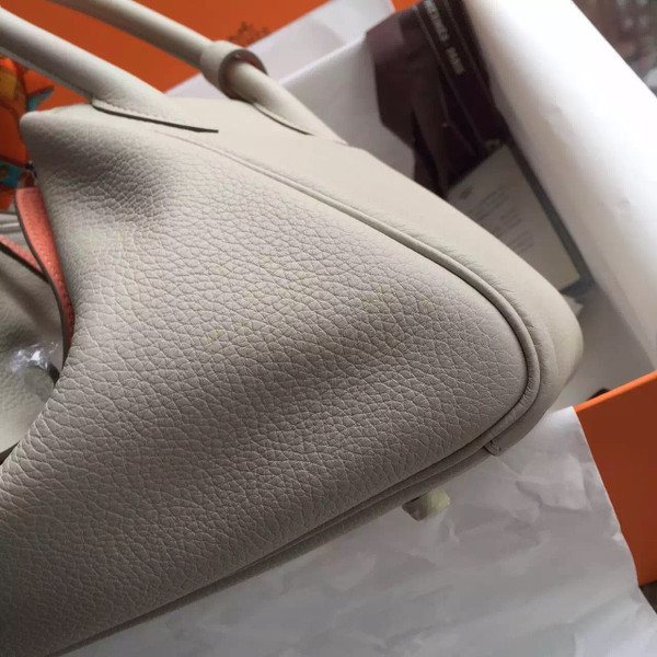 Hermes Lindy 30 C80 Gris Perle  Eclat /L5 Crevette Taurillon Clemence Palladium HW