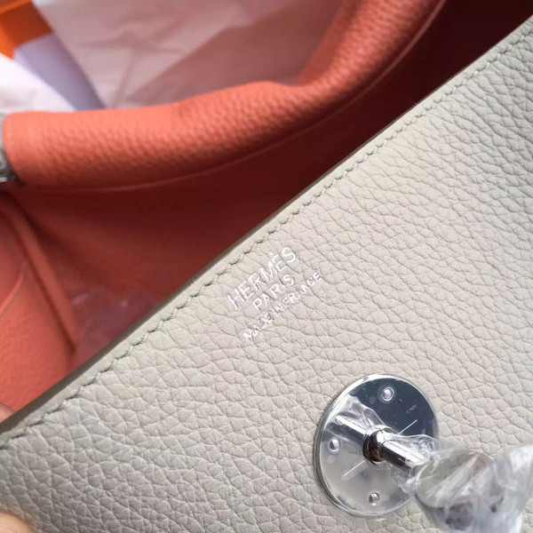 Hermes Lindy 30 C80 Gris Perle  Eclat /L5 Crevette Taurillon Clemence Palladium HW
