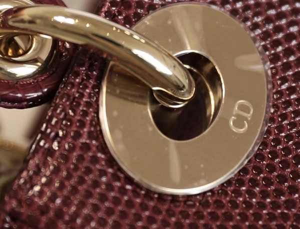 Christian Dior Lady Dior Mini Lizard  Bordeaux