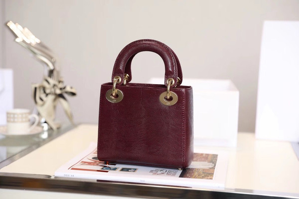 Christian Dior Lady Dior Mini Lizard  Bordeaux