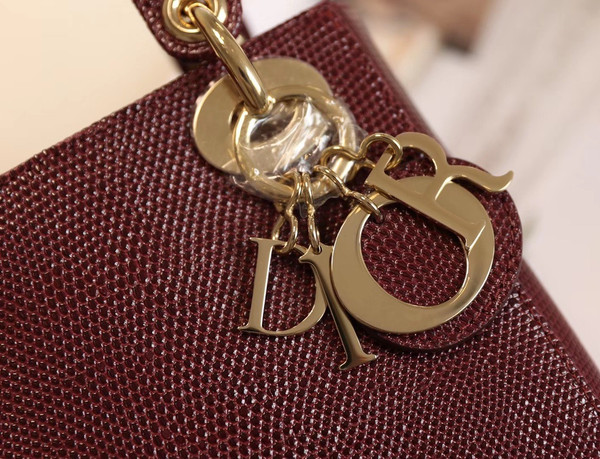 Christian Dior Lady Dior Mini Lizard  Bordeaux