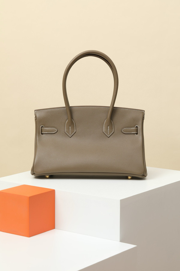 Hermes new Mini Shoulder Birkin 29 Etoupe Swift with Gold Hardware