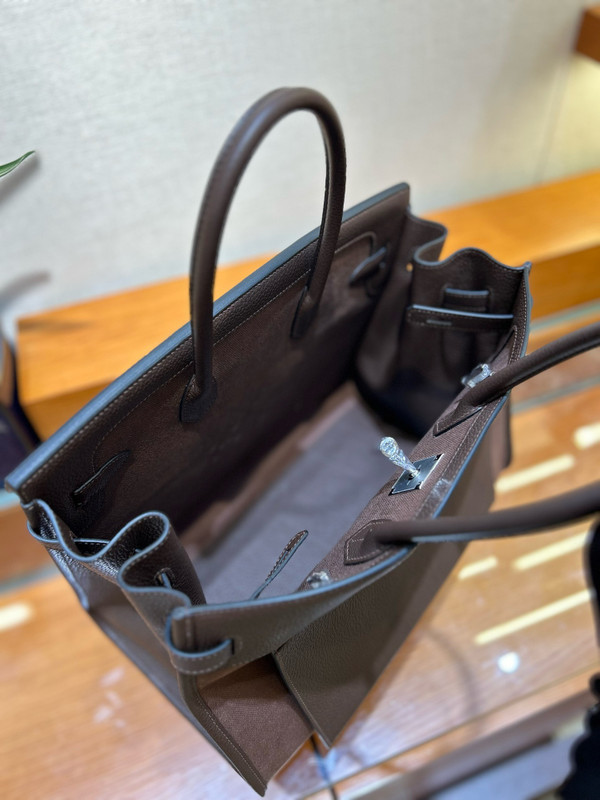Hermes Birkin à l’envers 35 Barenia Faubourg All Brown 2025