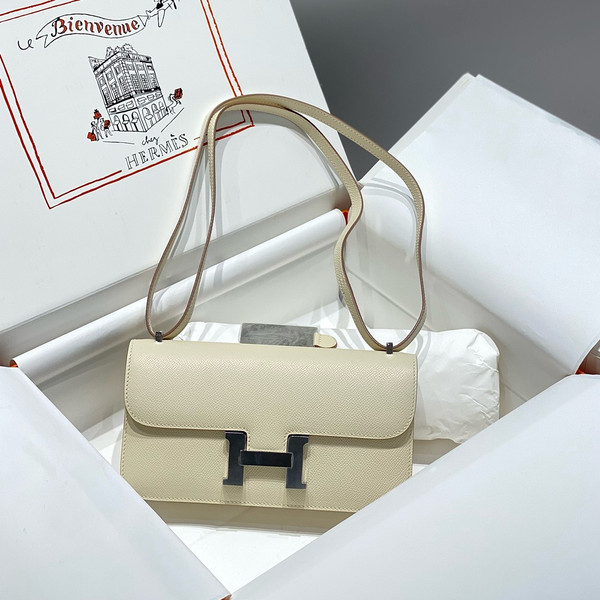 Hermès Constance Elan handbag in Craie Epsom with Palladium Hardware