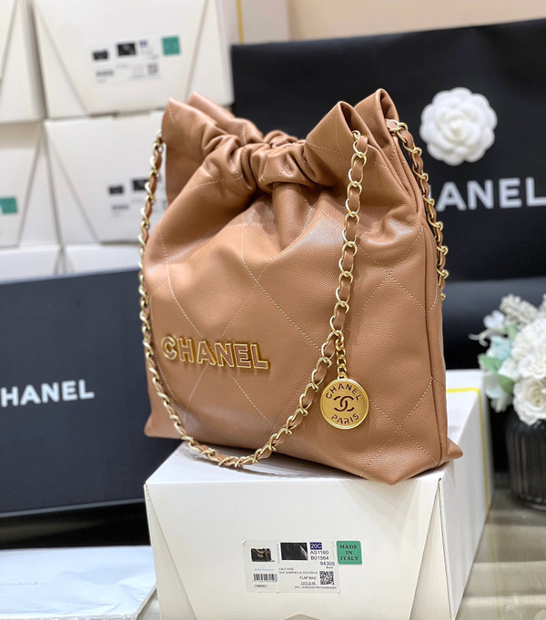 CHANEL FALL-WINTER 2024/25 22 SMALL HANDBAG CAMEL