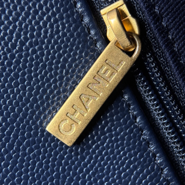 Chanel Medium Co Co Lizard Top Handle Blue Flap Bag