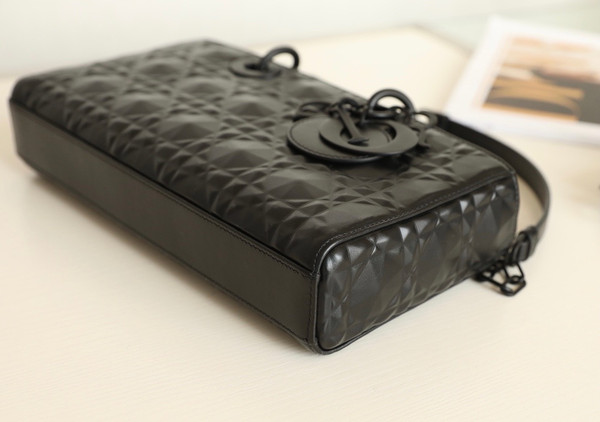 Christian Lady D-Joy Medium Bag Ultra-matt black Cannage calfskin