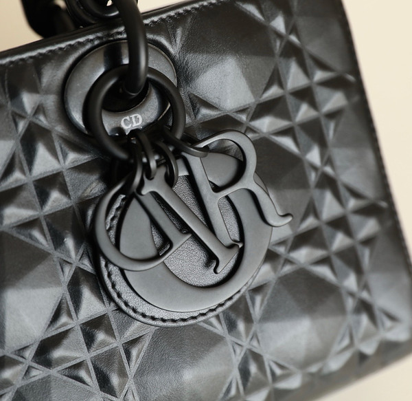 Christian Lady D-Joy Medium Bag Ultra-matt black Cannage calfskin