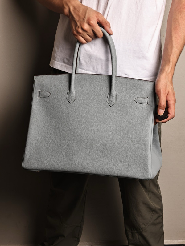 Hermes Bleu Brume Birkin 40 Epsom leather Palladium Hardware