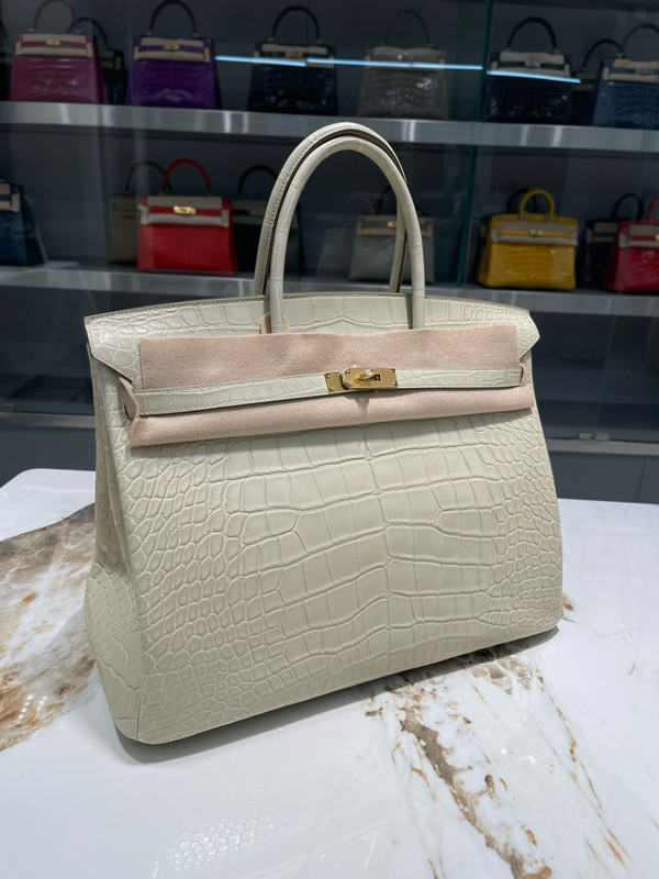 HERMÈS Craie Alligator Birkin 40 Gold Hardware