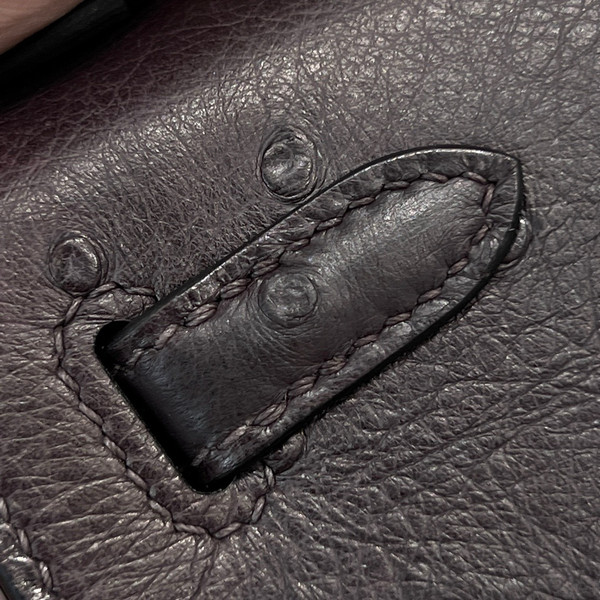 Hermes Black Mini Kelly Pochette Ostrich with Palladium Hardware