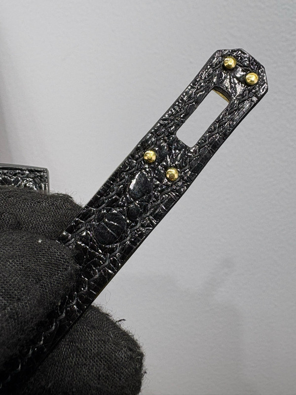 Hermes Birkin Touch 25 Black Porosus Crocodile Black Togo  leather with Gold Hardware