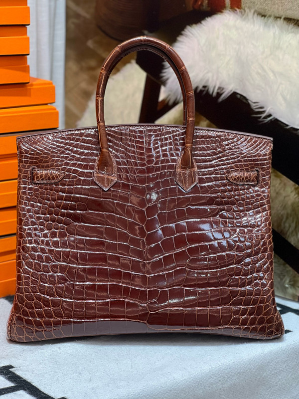 Hermes Birkin Bag 35 In Mile Niloticus Crocodile with Palladium hardware