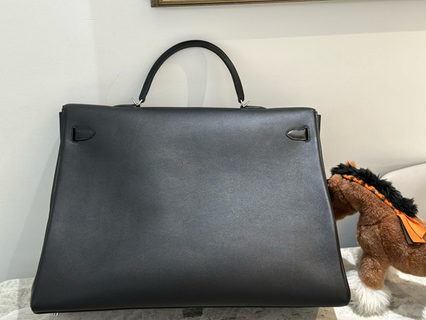 Hermes Kelly 50 Voyage Bag Palladium Hardware Swift Leather Limited Edition