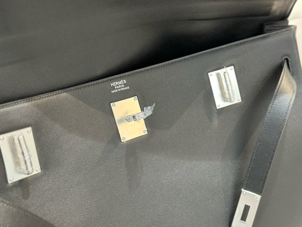 Hermes Kelly 50 Voyage Bag Palladium Hardware Swift Leather Limited Edition