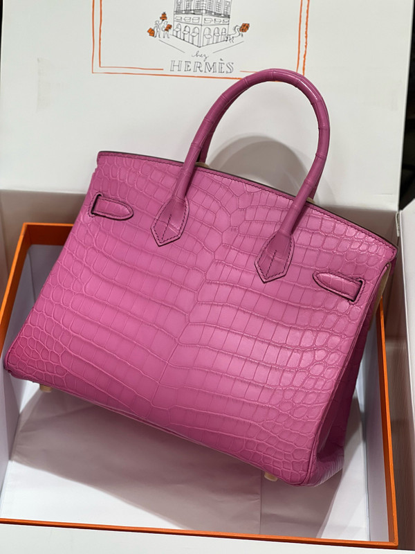 Hermes Birkin Bag 30 In Magnolia Niloticus Crocodile with Gold hardware