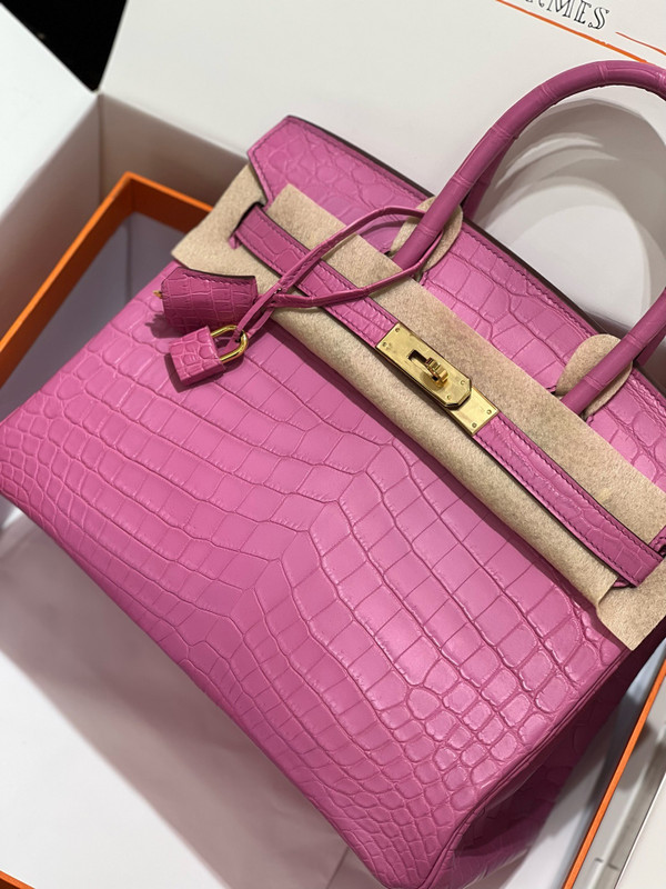 Hermes Birkin Bag 30 In Magnolia Niloticus Crocodile with Gold hardware