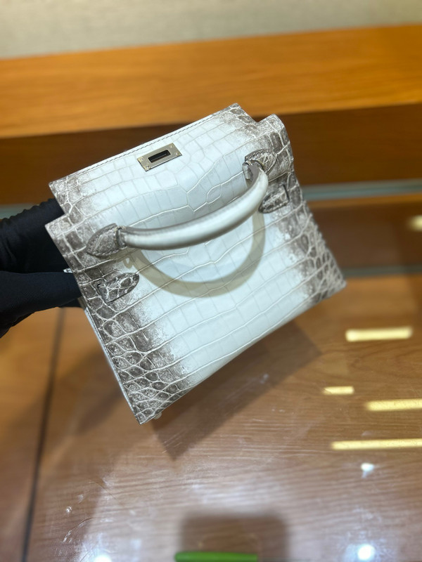Hermès Himalaya Mini Kelly Niloticus Crocodile Palladium Hardware