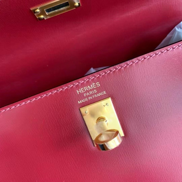 Hermès Red Kelly 25 Box Leather Gold Hardware
