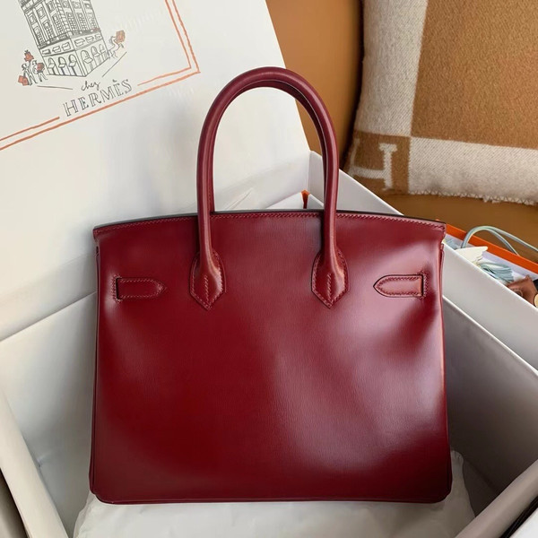 Hermes Rouge Grenat Birkin 30 Box Calf Palladium Hardware