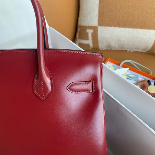 Hermes Rouge Grenat Birkin 30 Box Calf Palladium Hardware