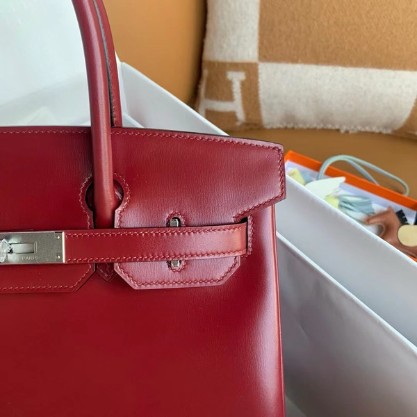 Hermes Rouge Grenat Birkin 30 Box Calf Palladium Hardware