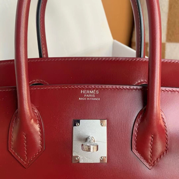 Hermes Rouge Grenat Birkin 30 Box Calf Palladium Hardware