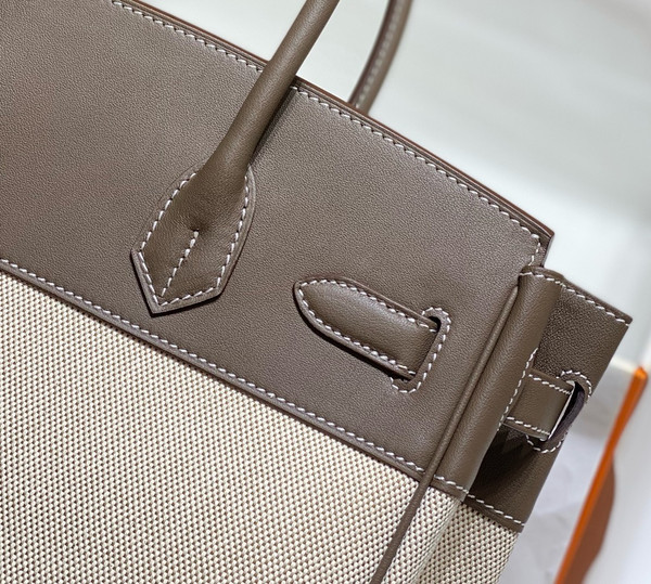 Hermès Birkin 30 Bag Toile Etoupe Swift Leather