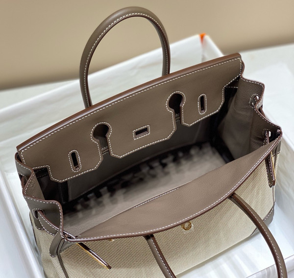 Hermès Birkin 30 Bag Toile Etoupe Swift Leather