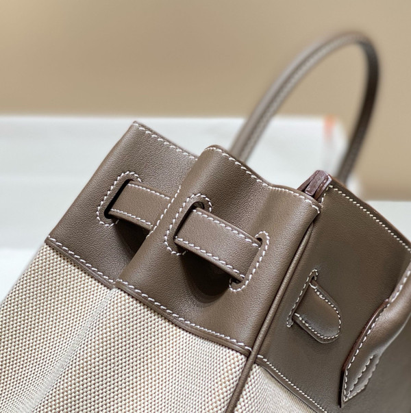 Hermès Birkin 30 Bag Toile Etoupe Swift Leather